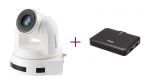 Комплект PTZ-камеры с поддержкой USB-C для работы с Zoom, Skype, OBS (Поворотная FullHD камера белая + USB-конвертер)