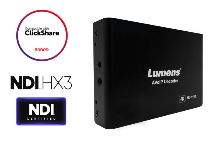 Lumens OIP-N60D,  VoiceConnect ─ Декодер AV over IP / NDI HX 4K